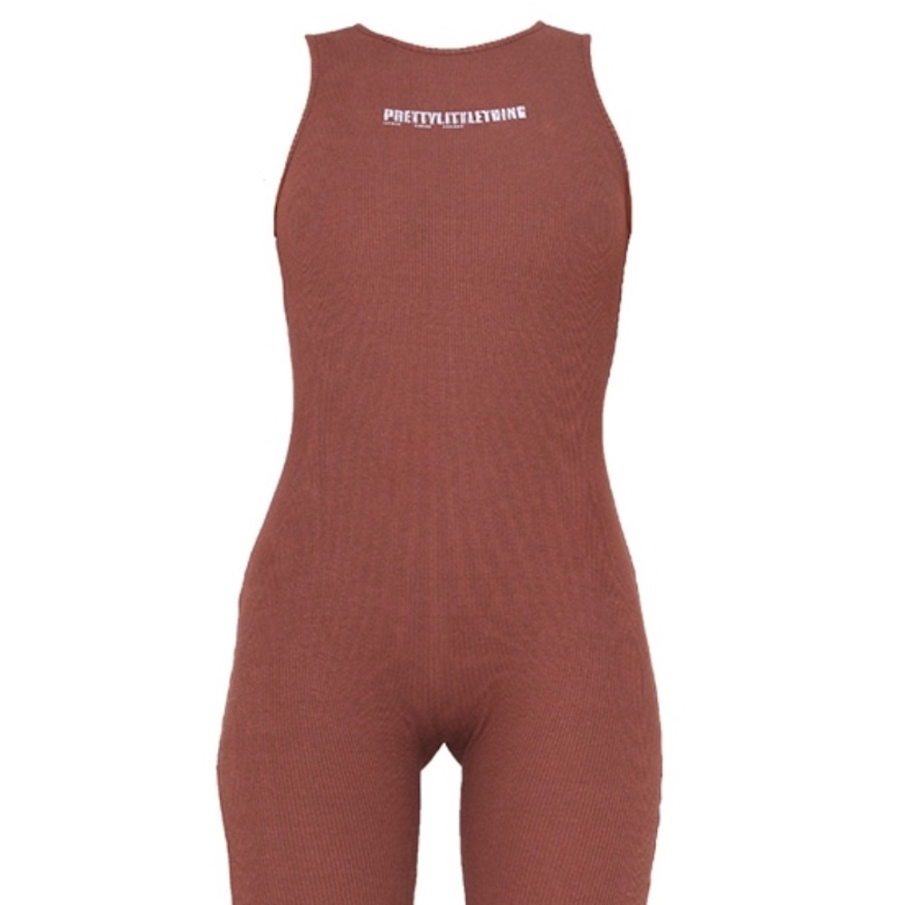 PRETTYLITTLETHING Chocolate Ribbed Racer Split Hem
Jumpsuit